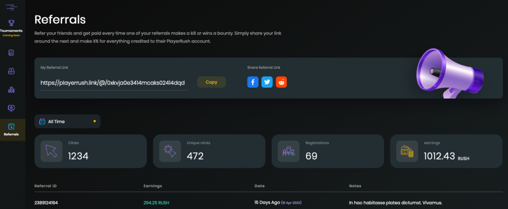 Referrals Screen